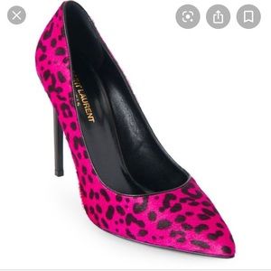 Saint Laurent Paris Leopard Pink Pony Hair pumps